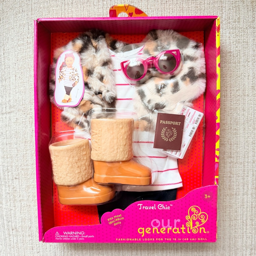 Our Generation Fashion Outfit for 18" Dolls Travel Chic: 8 Pieces NEW